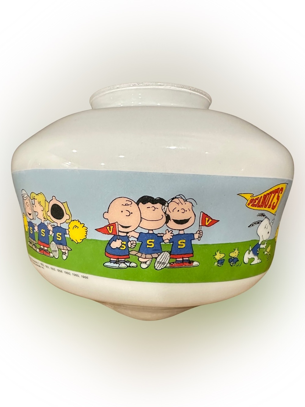 Vintage Retro Peanuts Glass Globe Light Fixture Charlie Brown Snoopy
